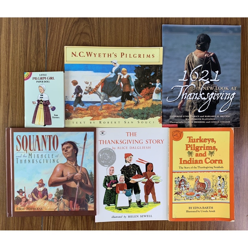 Lot of 6 Childrens Books Paper Dolls Thanksgiving Homeschool